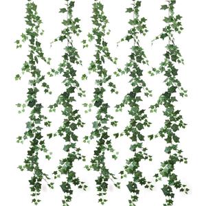mizii 5 Pack 395" Artificial Vines Ivy Garland Fake Vine Realistic Silk Green Leaves Faux Hanging Plants Greenery Decoration for Outdoors Wedding Arch Party Indoor Mantle Bedroom Home Decor