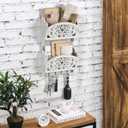 Mail Organizer with Key Holder,2-Slot Mail Holder with 4 Key Hooks for Wall Decorative, Wooden Hanging Organizer for File Letter in Shelf Home Farmhouse Decor for Entryway Office