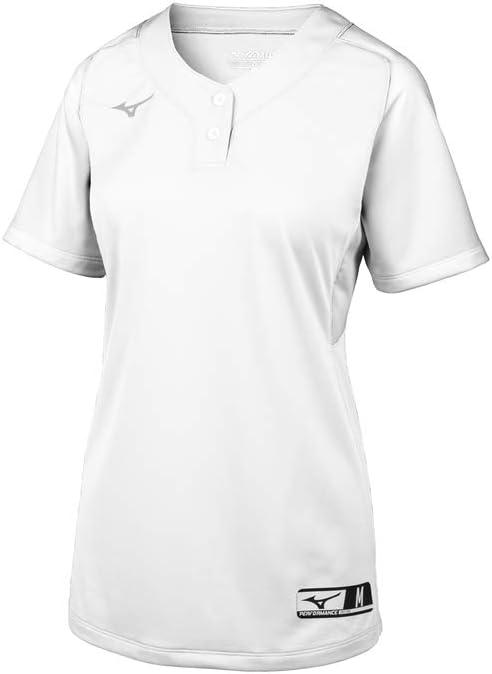 Mizuno Aerolite 2-Button Fastpitch Fastpitch Softball Jersey (Large, White)