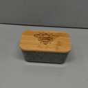 YHOJOY Ceramic Butter Dish with Lid, Covered Butter Dish for Countertop and Refrigerator, Large Butter Keeper Holder with Airtight Seal, HoneyBee Kitchen Decor, Gray (Gray algae tone)