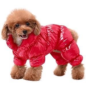 AOFITEE Dog Coat, Waterproof Dog Jacket, Fullbody Dogs Winter Coat Snowsuit, Windproof Puppy Puffer Jacket Snow Suit with Legs, Pet Fleece Winter Vest, Cold Weather Coats for Small Dogs, Black S