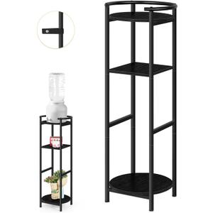 ETELI Water Dispenser Floor Stand with Shelves 3 Tier Small Ceramic Crocks Water Dispenser Storage Drink Dispenser Stand Water Jug Stand Plant for 1-5 Gallon Water Bottle Dispenser Crocks, Black
