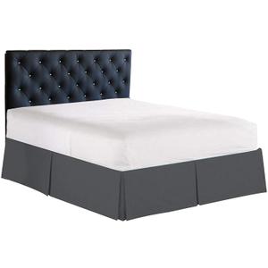100% Cotton 400 Thread Count Box Pleated Bed Skirt Pleated Dust Ruffle12 Inch Drop Short Queen Size Dark Grey Solid