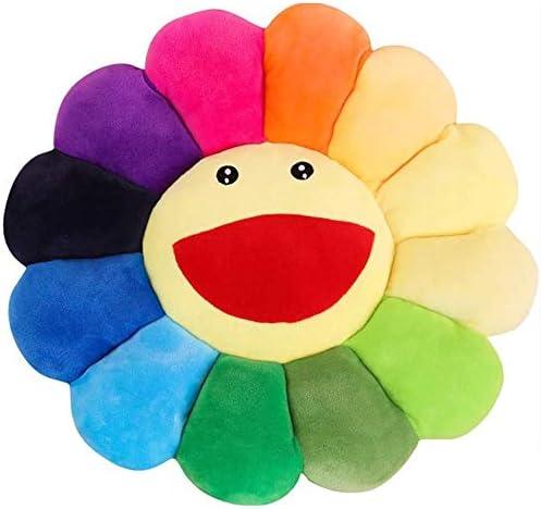 TEFU Flower Plush Pillow, Sunflower Pillow Soft & Comfortable Sunflower Cushion Colorful Sun Flower Plush Toy Home Bedroom Shop Restaurant Decor (Colorful,16.5in/42cm)