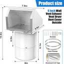 6 Inch Microwave Vent Cover Outdoor Hooded Wall Vent Range Hood Wall Exhaust Vent Cover for Kitchen, Garage, Fits 6 Round Duct