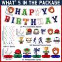 2 x 44 Pcs Baseball Party Decorations Happy Birthday Banner Sports Theme Hanging Swirls and Honeycomb Centerpieces Baseball Birthday and Gameday Celebration Decors for Kids Boys Baby Shower Party Supplies