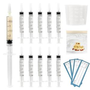 100 Sets 3ml Colostrum Syringes,Colostrum Collector kit Include 100 3ml Syringe with Cap, Sticker, Clear ziplock Bag and a Measuring Cup