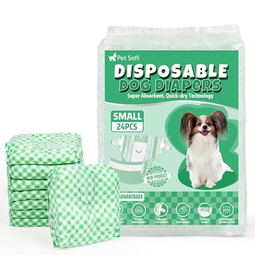 Pet Soft Female Dog Diapers - Disposable Puppy Diapers for Dogs & Cats, Ultra Absorbent Doggy in Heat Period or Urine Incontinence, 23pcs (S, Green)