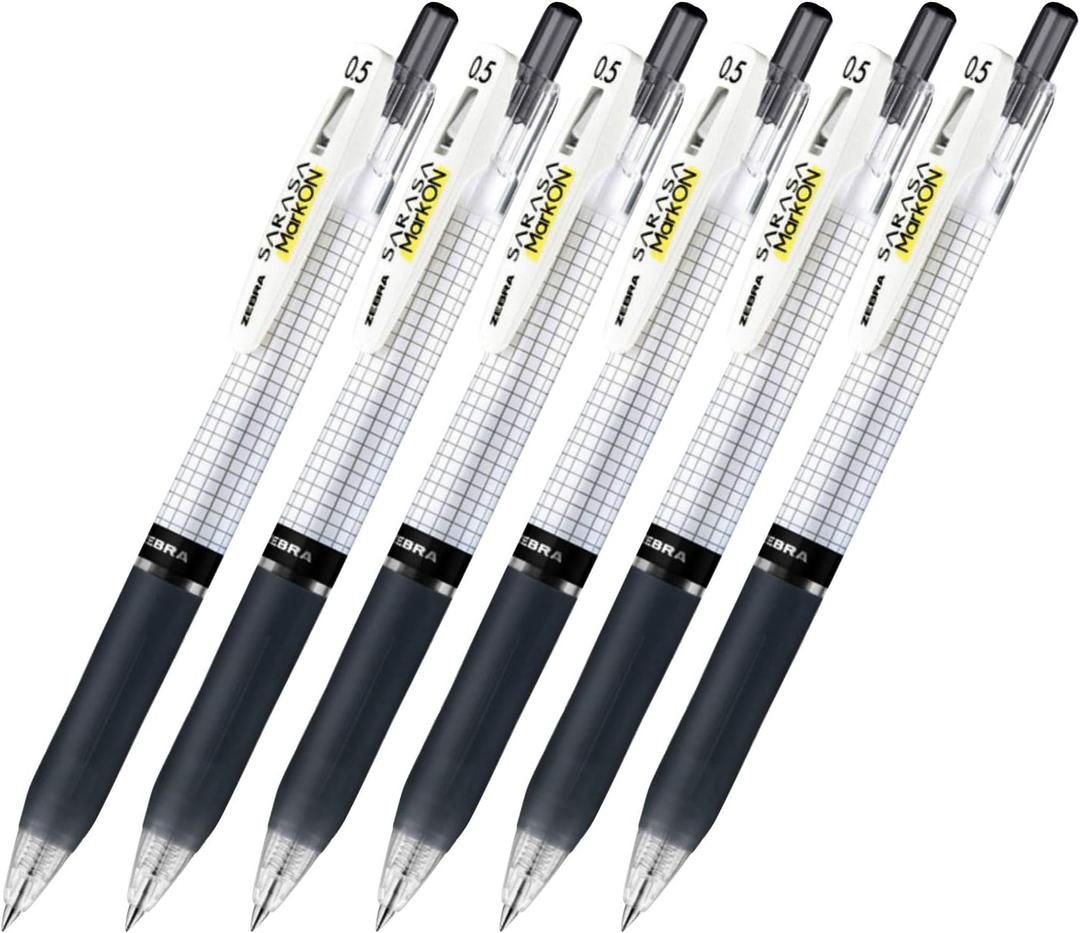 2 x Zebra sarasa Mark on Gel ink 0.5mm ballpoint pens ink color (Black) pack of 6