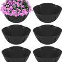 HKZ Hanging Planter Basket Liners - 6 Pack 14 Inch Round Fabric Liners for Hanging Baskets, Replacement Coco Fiber Liner, Durable Non-Woven Liners for Hanging Baskets Planters Flowers, Plants (Black)