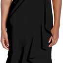 London Times Women's Dresses Feminine Ageless Surplice V-Neck Faux Wrap Ruffle Dress Office Event Shower Guest of (14 Petite, Black)