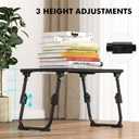 Lap Desk for Bed Adjustable Height, Foldable Bed Table with Storage Drawer, Tablet Slot & Cup Holder, Portable Laptop Stand for Bed & Sofa, Bed Desk for Adults & Kids, Black
