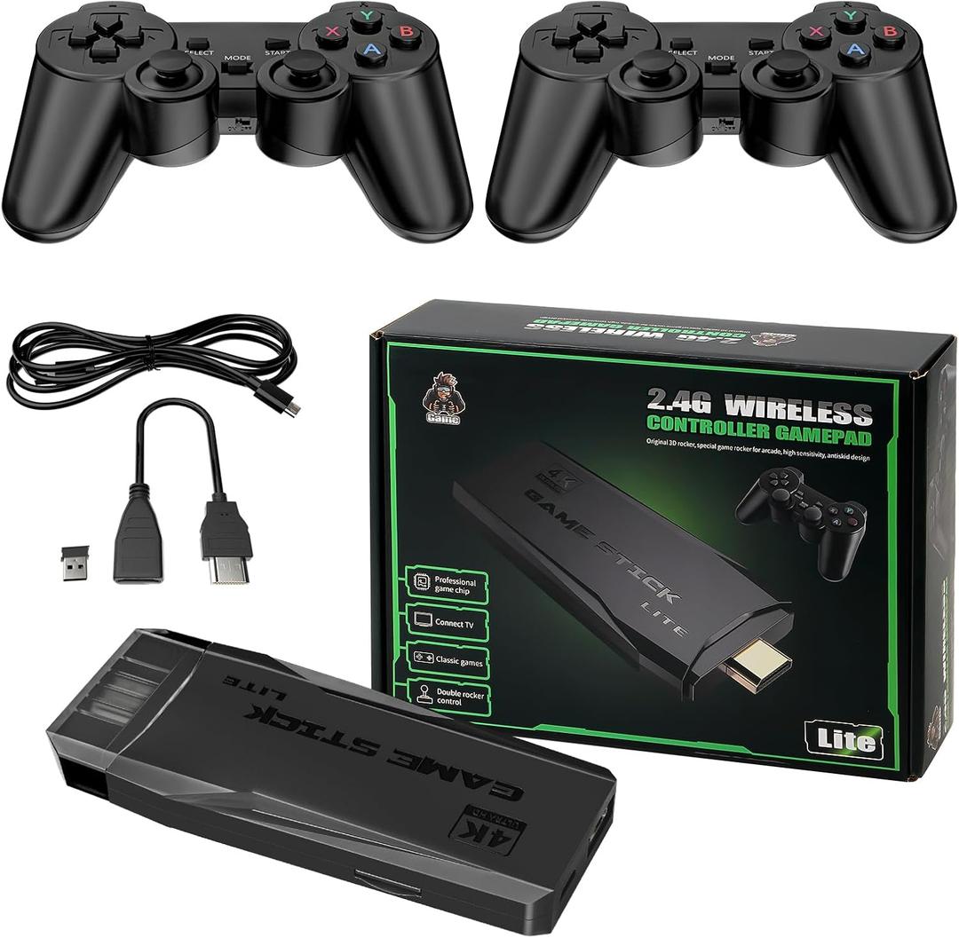 Newest 20000+ Games Retro Game Console Video Gaming: HDMI 4K Mini NES Classic Edition Game Stick Emulator with 2.4G Wireless Controllers, Plug and Play Video Games for TV