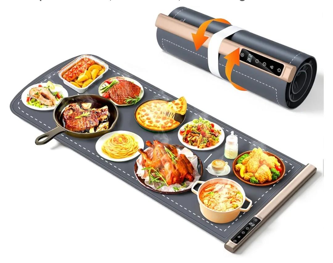 Warming Mat for Food Extra Large 36"x16", 500W Food Warming Mats for Countertop, Food Warmer Trays Chafing Dishes for Buffets Party, 9-Level Temp 12H Timer, Child Lock, Gatherings Portable