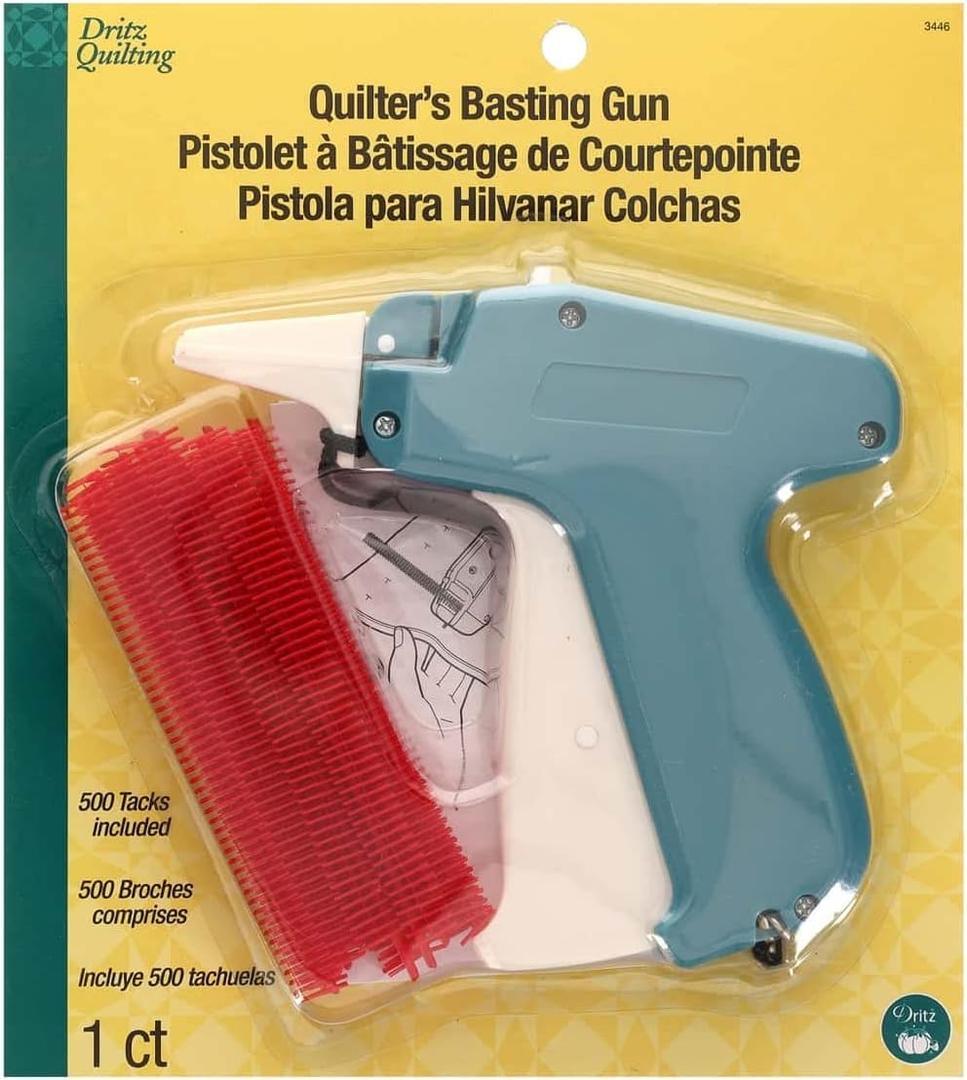 Dritz 3446 Quilter's Basting Gun with 500 Tacks Blue, 5 inches