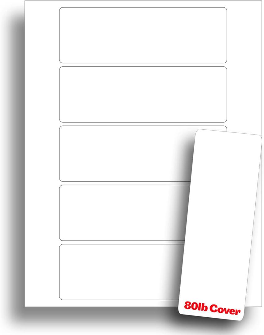 Printable Bookmarks - Blank Bookmark Printing Paper for Inkjet & Laser Printers - 2" x 6" Perforated Bookmarks 5 per Page - 25 Sheets / 125 Book Marks (Bright White)