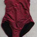 Eomenie Women's One Piece Swimsuit Tummy Control Slimming Bathing Suit Color Block Spaghetti Strap 1 Piece Swim Suit Swimwear (RedWine) M