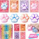 28 Packs Fidget Toys Stress Ball Set Taba Squishy Cat Paw Squeeze Toys, Squishy Fidget Toy, Kawaii Squishies Sensory Toys, Classroom Exchange Gift for Kids, Valentine's Party Favors