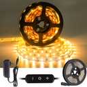 CT CAPETRONIX Warm White LED Strip Light,16.4 Feet 24 Volt LED Light Strip, 3000K Super Bright LED Tape Light, for Bedroom, Kitchen, Closet, Cabinet, Vanity Mirror, Indoor Only, (Dimmer Included)