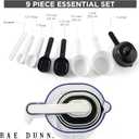 Rae Dunn Measuring Cup Set - 9 PC. Nesting Stackable Liquid Measure Cup, Dry Measuring Cups and Spoons with Funnel and Scraper - Nesting and Clicks Together for Easy Storage (Multi)