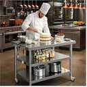Stainless Steel Prep and Work Table with Wheels, Multi-Size Heavy-Duty Metal Commercial Kitchen Commercial Workbench,Suitable for Restaurants, Homes,Outdoor and Hotels (40" Lx24 Wx34 H)