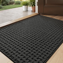 Front Door Mat Indoor 24x36, Non Slip Absorbent Entrance Rug for Dirt Trapper, Thin Low Profile Washable Inside Doormat with Waterproof Rubber Back, Dark Grey