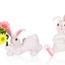 Set of 4 Easter Bunny Decorations, Small Spring Rabbit Flower Table Figurines, for Home Indoor Party Holiday Farmhouse Summer Decor