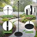 58 Inch Double Shepherds Hooks for Outdoor Indoor with Round Base Stand, Adjustable Shepherds Hook for Bird Feeder, Wind Chime, Solar Light for Garden Patio Home Decor