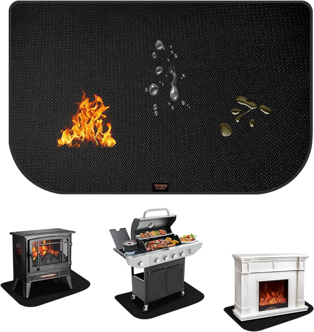 Under Grill Mats for Outdoor Grill, 42 x 24 inch Double-Sided Fireproof Grill Pad for Fire Pit, Oil-Proof Waterproof Fireplace Mat Fire Pit Mat for Decks and Patios