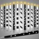 Conelist 12 Pcs Black and White Taper Candles Set Adhesive Striped Candles 10 Inch Tall Holiday Decor for Dinner Party Wedding Anniversary