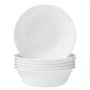 Corelle Vitrelle 6-Piece Soup/Cereal Bowl Set Triple Layer Glass and Chip Resistant, 18-Oz Lightweight Round Bowls, Winter Frost White