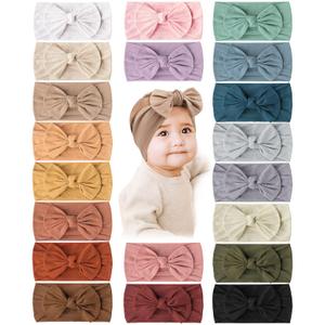 Prohouse 20PCS Baby Nylon Headbands Hairbands Hair Bow Elastics for Baby Girls Newborn Infant Toddlers Kids(Clay)
