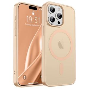 SUPFINE Magnetic for iPhone 15 Pro Case (Compatible with MagSafe) (Military Grade Drop Protection) Translucent Matte Shockproof Phone Cover,Sand Pink