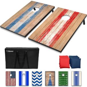 GoSports Portable Cornhole Sets, 8 Styles Choose 4 x 2 ft or 3 x 2 ft - Boards Include 8 Bean Bags, Travel Case, and Game Rules