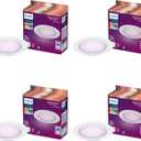 Philips Smart 5-6 Inch Retrofit Recessed Downlight 4-Pack, 750 Lumens, LED Color Changing Lights, Connects to Wi-Fi, Control with Voice or App, Powered by WiZ Connected