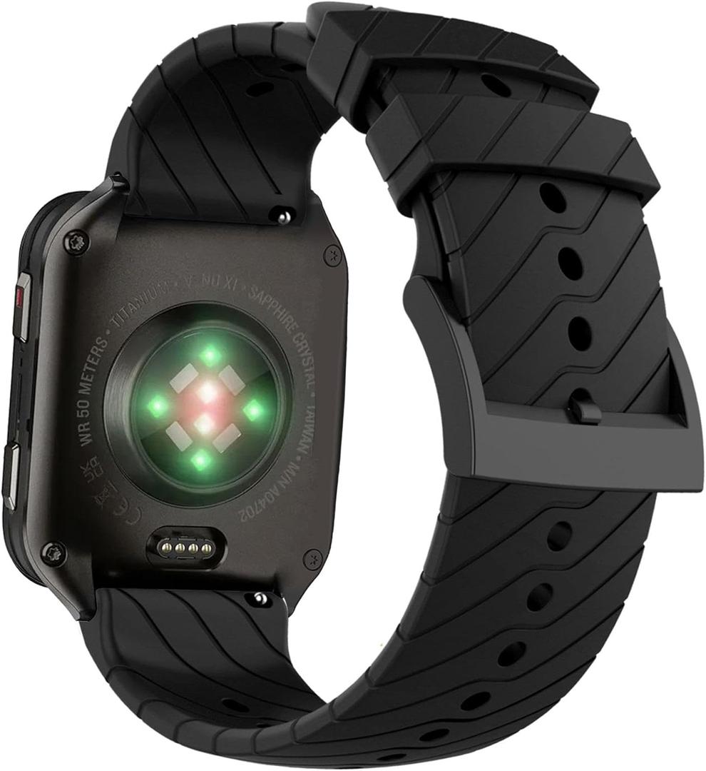 Abanen Quick Release Silicone Watch Band for Garmin Venu X1, Soft Sport Strap with Secure Stainless Steel Buckle Compatible with Fossil Men's Nate (Black)