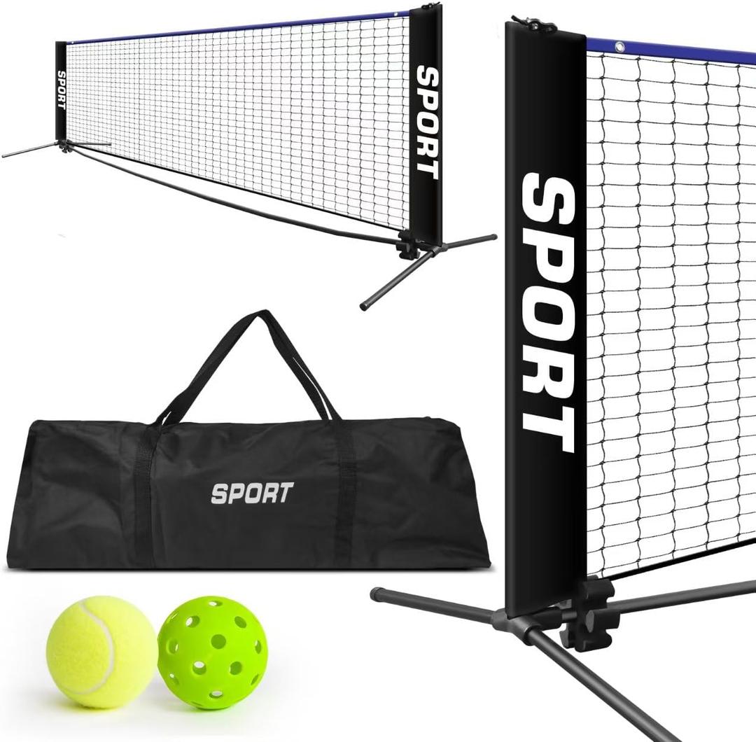 10FT 10FT Portable Badminton Net Set Pickleball Tennis Net Easy Setup Outdoor Indoor Sports Net with Stand & Carry Bag for Backyard Park Beach Nylon Sports Net with Poles
