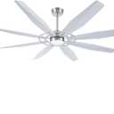 60 inch Modern Ceiling Fan with Light & Remote Control, Aluminum 8-Blades Large Industrial Ceiling Fan,Reversible Quiet DC Motor,3CCT/6-Speed, for Living Room, Brushed Nickel and Silver (Nickel+Aluminum)