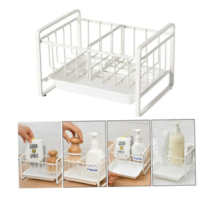 1pc Simple Kitchen Rack Stylish Desktop Organizer for Sponges Elegant Storage for Bathroom Kitchen Supplies Easy to Clean White