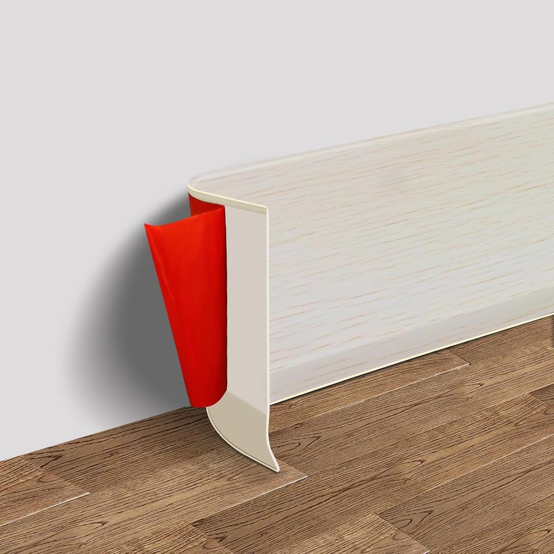 Vinyl Wall Base Baseboard Molding Trim 4" Flexible Self Adhesive Rubber Wall Base Moulding Trim Peel and Stick Design, 4 Inch x 20 Feet, Beige Wood Grain