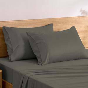 TOSMO Luxury Pillow Case Set of 2 - Cooling Viscose Derived from Bamboo, Oeko-TEX, Breathabl Silky Soft Pillow Cases with Envelope Closure (Standard, Charcoal)