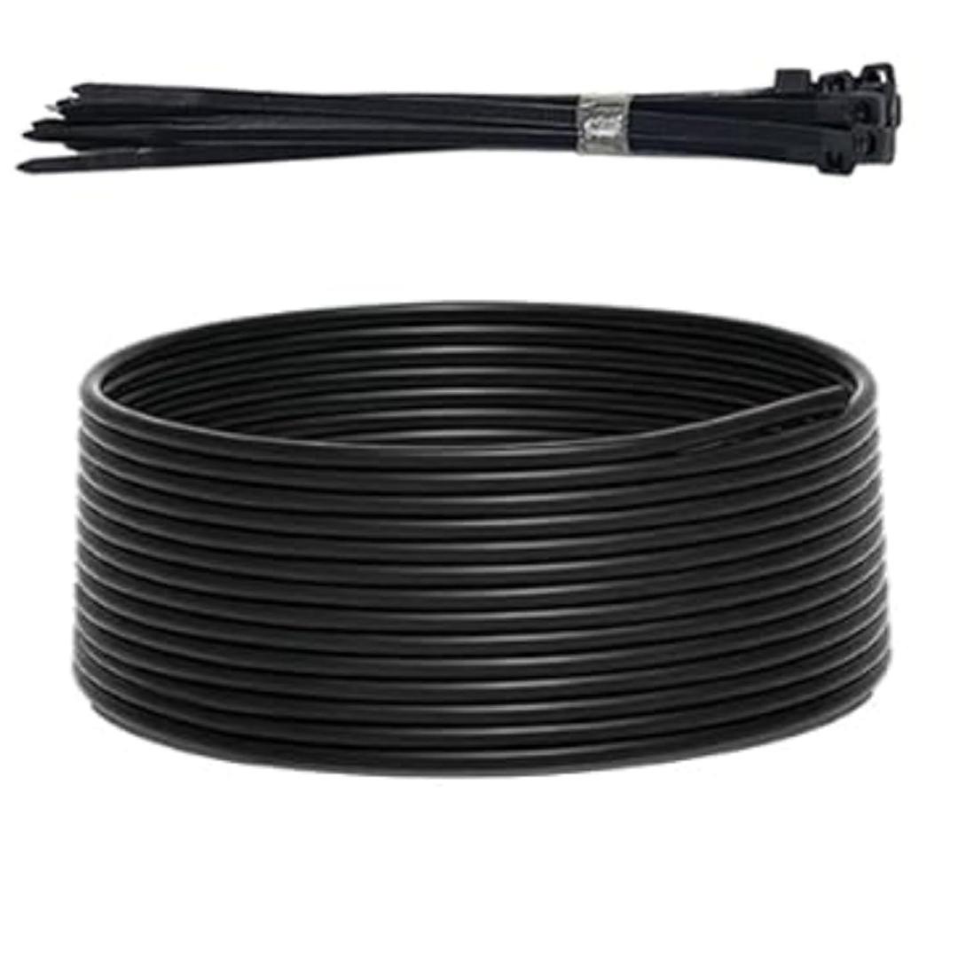 130FT Irrigation Tubing System Kits: 1/4" OD 1/6" ID PE Hose with Accessories Zip Ties, Watering Flexible Line for Garden Raised Bed Flower Potted Plant Lawn Yard Tree