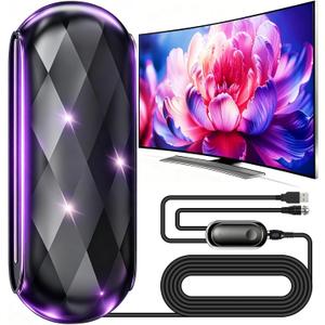 2026 Upgraded 360 Reception HDTV Antenna, Long Range Digital TV Antenna | 5000+ miles ultra-long range, stable signal, waterproof structure, compatible with 8K,4K and 1080P local TV signals