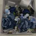 Ling's Moment 2pcs Homecoming Wedding Wrist/Shoulder Corsage Artificial Flower, Girl/Mother Prom Corsage Wristlet Décor, etc. Dusty Blue Navy