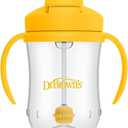 Dr. Brown's Milestones Baby's First Straw Cup, Training Cup with Weighted Straw, 9oz/270mL, Vintage Yellow, BPA Free, 6m+