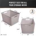 BINO | Woven Plastic Basket | Large (Natural Grey), 3-Pack | THE JUTE COLLECTION | Home Organization, Space - Saving Storage, Stylish Design | Jute Basket | Plastic Storage Basket