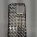 JANDM Hollow Out Compatible with iPhone 15 Pro Max Case, Fashion Silver 3D Beads Bubble Cut-Out Design,Glossy Chrome Electroplate Soft Silicone Glitter Shiny Women Girls Shockproof Cover