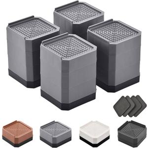 EclatBain Bed Risers Furniture Risers Heavy-Duty Rectangular Adjustable Block Lift to 3 inches and 4.3 inches Desk, Sofa, Chair Legs, Refrigerator, Washing Machine Support up to 4000 pounds (Grey-square-4 Pack)