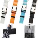 Luggage Straps, 4 Pcs Add a Bag Luggage Strap for Suitcases, Personalized Heavy Duty Metal Buckle Travle Belt Strap for Carry On Bag Accessories for Travel(Black, Gray, Blue, Orange)