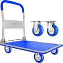 Push Cart Dolly by Wellmax, Moving Platform Hand Truck, Foldable for Easy Storage and 360 Degree Swivel Wheels with 330lb Weight Capacity, Blue Color